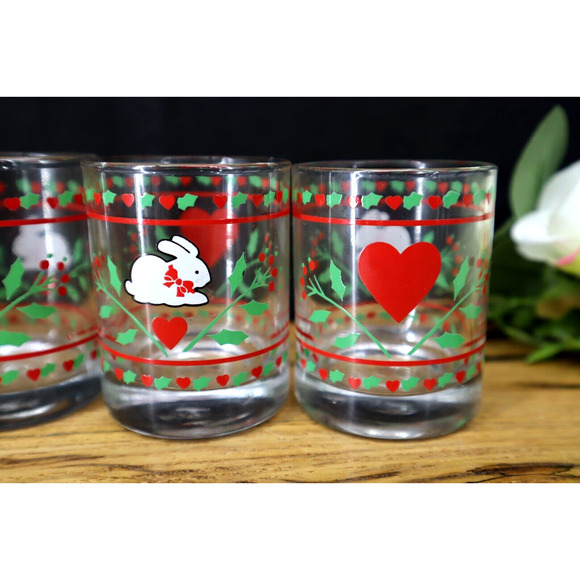 Vintage Anchor Hocking Hallmark Christmas Bunny Votive Candle Holders - Set of 4 - Picture 5 of 6